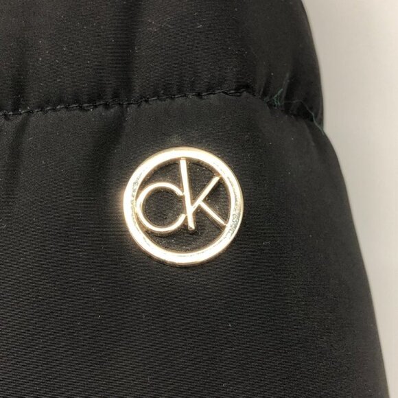 Calvin Klein Black Faux-Fur-Trim Hood Quilted Puffer Coat size L - Picture 9 of 16